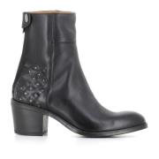 Zwarte leren studs enkellaarzen Alberto Fasciani , Black , Dames