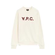 Katoenen Crewneck Sweater met Bedrukt Logo A.p.c. , Beige , Dames