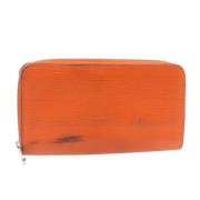 Pre-owned Leather wallets Louis Vuitton Vintage , Orange , Dames