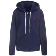 Hooded Gebreide Trui met Ritssluiting Ralph Lauren , Blue , Dames