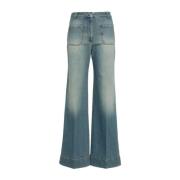 Blauwe Denim Wide Leg Jeans Victoria Beckham , Blue , Dames