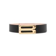 Zwarte leren riem met logogesp Victoria Beckham , Black , Dames