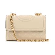 Kleine leren schoudertas Tory Burch , Beige , Dames