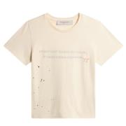 Witte Katoenen T-shirt met Aquarel Print Golden Goose , Beige , Dames