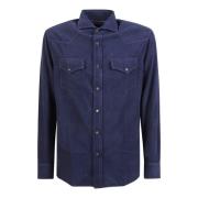 Stijlvolle shirts met automatisering Brunello Cucinelli , Blue , Heren