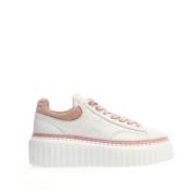 Gestreepte wit en roze sneakers Hogan , White , Dames