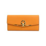 Pre-owned Leather wallets Salvatore Ferragamo Pre-owned , Orange , Dam...