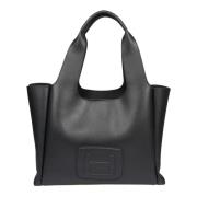 Zwarte Leren Shopper Tas Hogan , Black , Dames