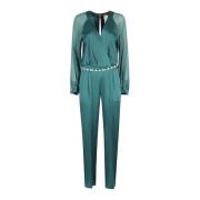 Satijnen Jumpsuit met Zijden Mouwen Max Mara Studio , Green , Dames