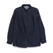 Indigo Blauwe Denim Overhemd Klassieke Kraag Dries Van Noten , Blue , ...