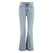 Distressed Flare Jeans met Achterlogo Balenciaga , Blue , Dames