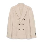 Beige Fleece Texture Herringbone Jacket Circolo 1901 , Beige , Heren