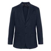 Luxe Cashmere Katoenen Jas met Zakken Brioni , Blue , Heren