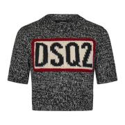 Grijze Trui met Logo Dsquared2 , Gray , Dames