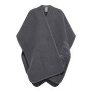 Grijze Wol Kasjmier Poncho met Logo Fendi , Gray , Dames