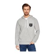 Zip Hoodie met Logo Patch Emporio Armani , Gray , Heren