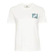 Witte Strass T-Shirt Fendi , White , Dames