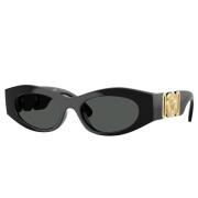 Zwarte Frame Donkergrijze Lens Zonnebril Versace , Black , Unisex