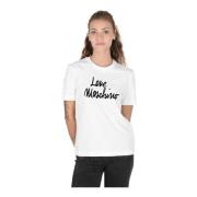 Wit Katoenen T-shirt met Inlay Love Moschino , White , Dames