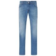 Slim Fit Gewassen Katoen Jeans Jacob Cohën , Blue , Heren