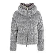 Fluwelen Donsjas met Pailletten Herno , Gray , Dames