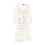 Witte Gehaakte Gebreide Jurk Twinset , White , Dames