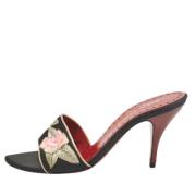 Pre-owned Satin sandals Yves Saint Laurent Vintage , Black , Dames