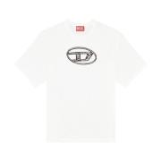 Logo Print Ronde Hals T-shirt Diesel , White , Heren