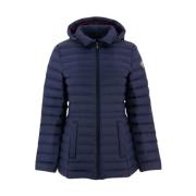 Capuchon Mid-Length Puffer Jas - Net Over de Top Jott , Blue , Dames