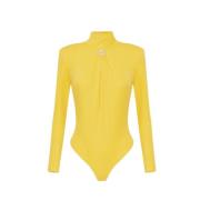 Gele Mouwloze Bodysuit met Gedrapeerde Halslijn Elisabetta Franchi , Y...