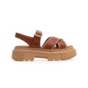 Cuoio Leren Sandalen Hogan , Brown , Dames