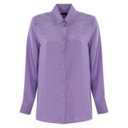 Zijden Lila Shirt Lange mouw Knoopsluiting voorzijde Max Mara Weekend ...