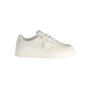 Witte polyester sneakers met veters, contrastdetails, print, logo Calv...