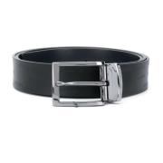 Blauw Leren Vierkante Gesp Riem Emporio Armani , Blue , Heren