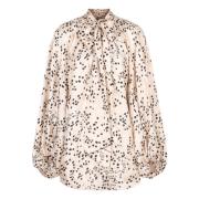 Zijden Ballonmouw Bedrukte Blouse Zimmermann , Beige , Dames