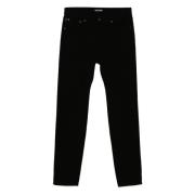 Katoenen Jeans met Leren Logo Tom Ford , Black , Heren