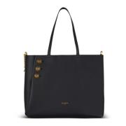 Emblème leren tote tas Balmain , Black , Dames