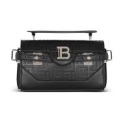 B-Buzz 19 monogram canvas en leren tas Balmain , Black , Heren