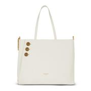 Emblème leren tote tas Balmain , White , Dames