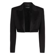 Wollen jas met satijnen revers Dolce & Gabbana , Black , Dames