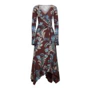 Bloemenprint Midi Jurk met V-Hals Etro , Multicolor , Dames