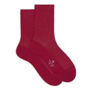 Korte geribbelde effen fuchsia sokken voor dames Gallo , Red , Dames