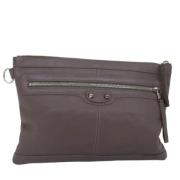 Pre-owned Leather clutches Balenciaga Vintage , Gray , Dames