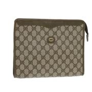 Pre-owned Canvas clutches Gucci Vintage , Beige , Dames