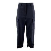 Militaire Wol Gabardine Klepzak Broek Max Mara Weekend , Blue , Dames