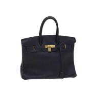 Pre-owned Leather handbags Hermès Vintage , Blue , Dames