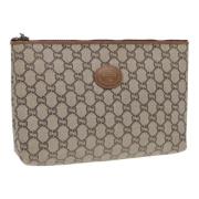 Pre-owned Leather clutches Gucci Vintage , Beige , Dames