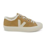 Bruine Leren Sneakers met Shearling Veja , Brown , Dames