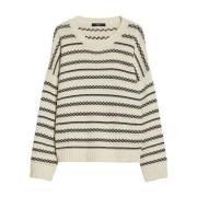 Gestreepte Oversized Katoenen Trui met Ronde Hals Max Mara Weekend , W...