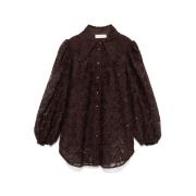 Chocoladebruine Kant Blouse Zimmermann , Brown , Dames